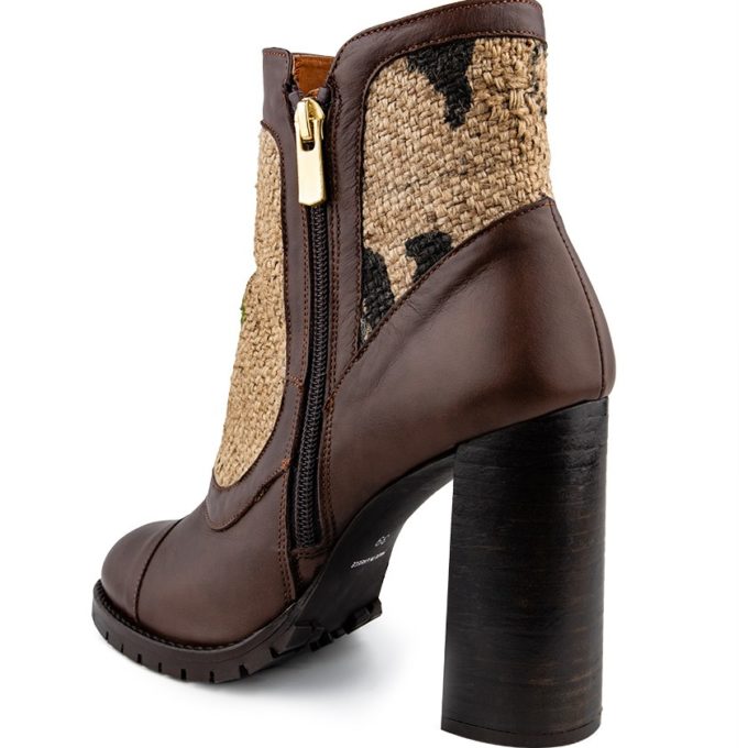 Coffee Burlap Ankle Boots