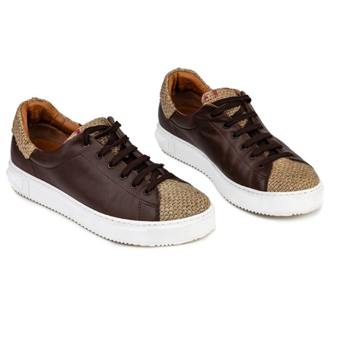Coffee Burlap Low Top Sneakers