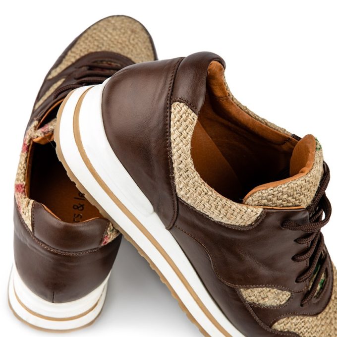 Coffee Burlap Sneakers