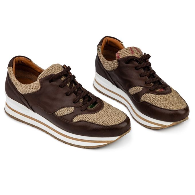 Coffee Burlap Sneakers
