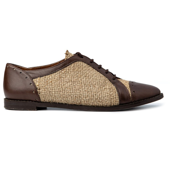 Coffee Burlap Oxford Shoes