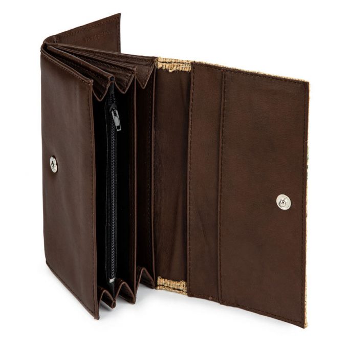 Coffee Burlap Ladies Wallet