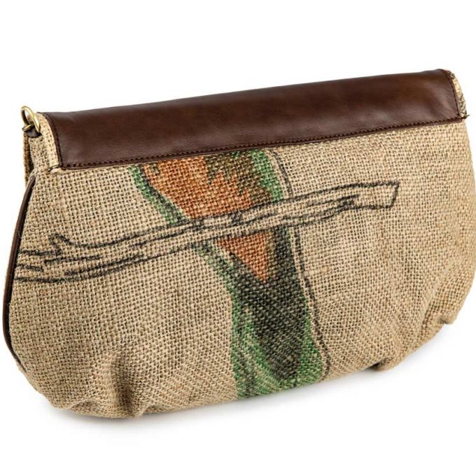 Coffee Burlap Shoulder Bag