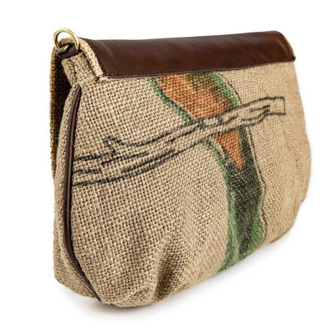 Coffee Burlap Shoulder Bag