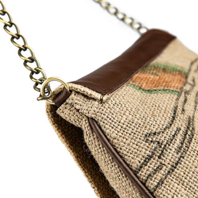 Coffee Burlap Shoulder Bag