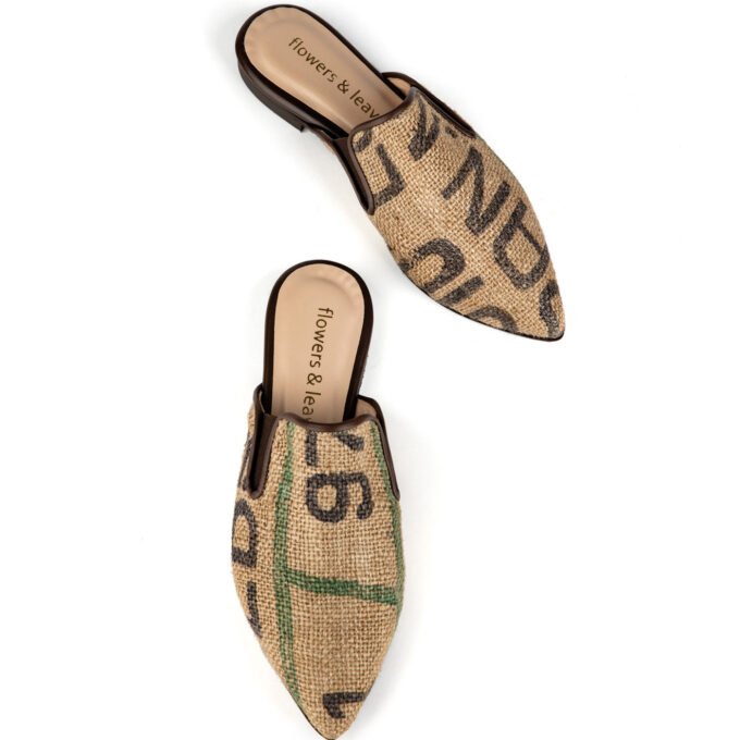 Coffee Burlap Mules