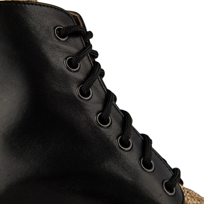 Coffee Burlap Biker Boots