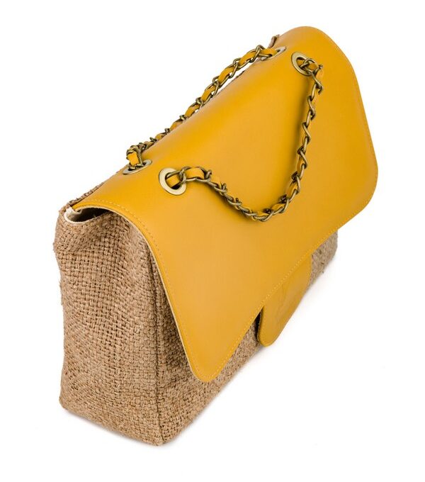 Coffee Burlap Flap bag