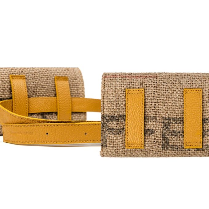 Coffee Burlap Belt Bag