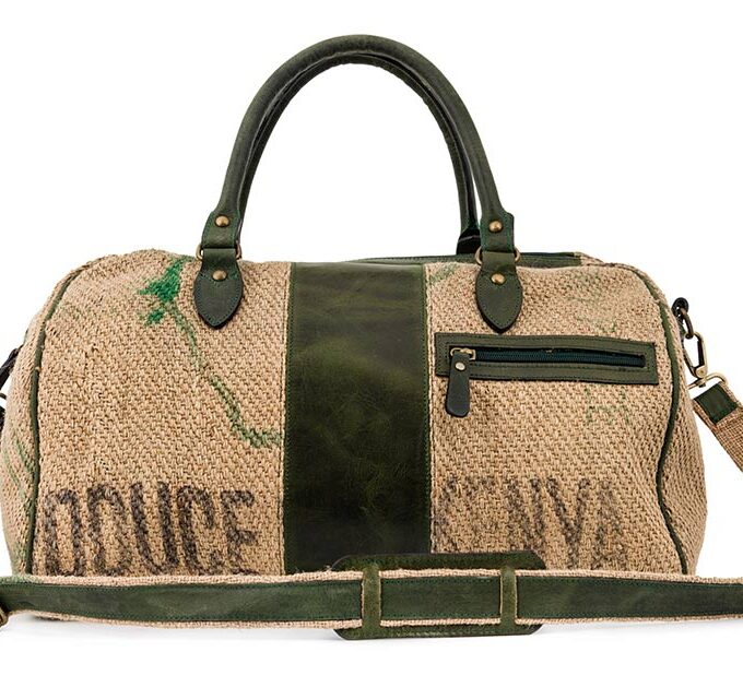 Coffee Burlap Duffle Bag
